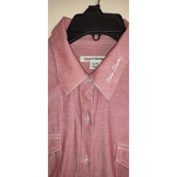 Ohio State Womens Oxford Shirt CUTTER & BUCK XL Button Up RED CHECKER Buckeyes - Picture 2 of 16